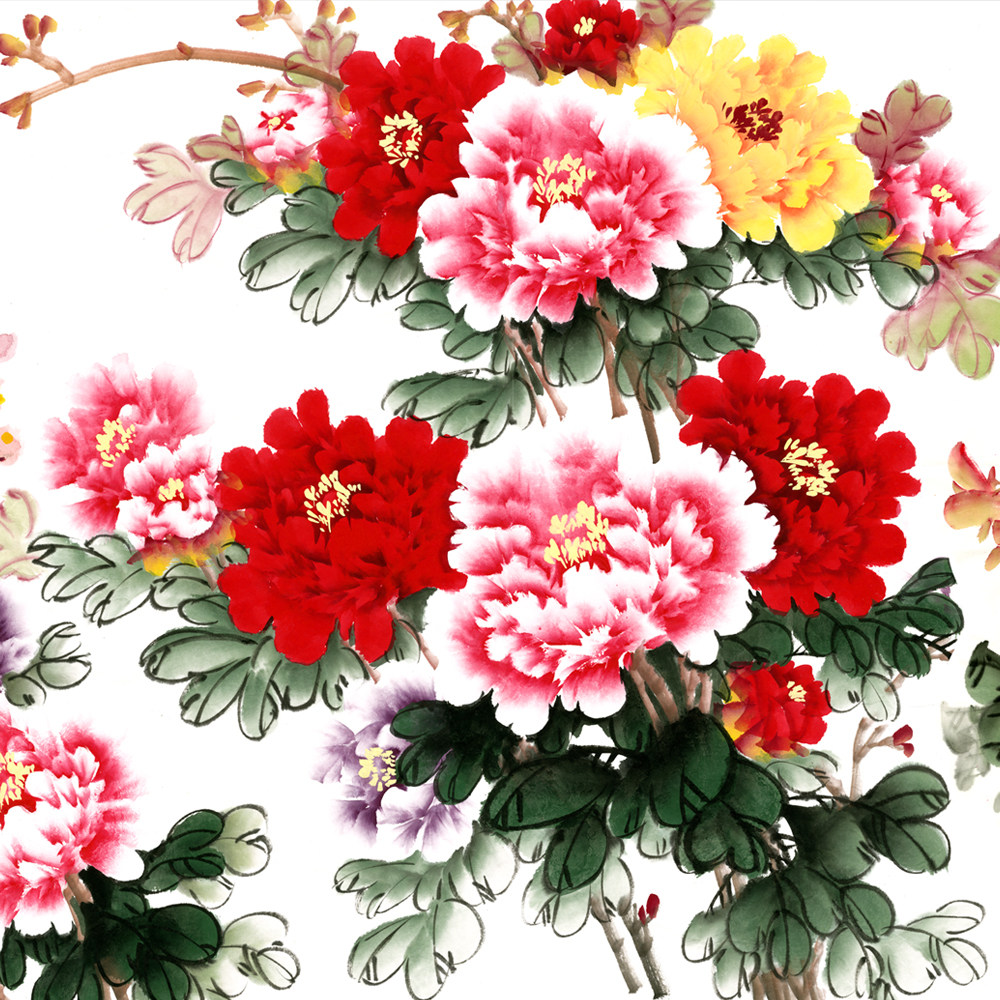 牡丹国画花开富贵写意花鸟画挂画高清书画复制艺术国画