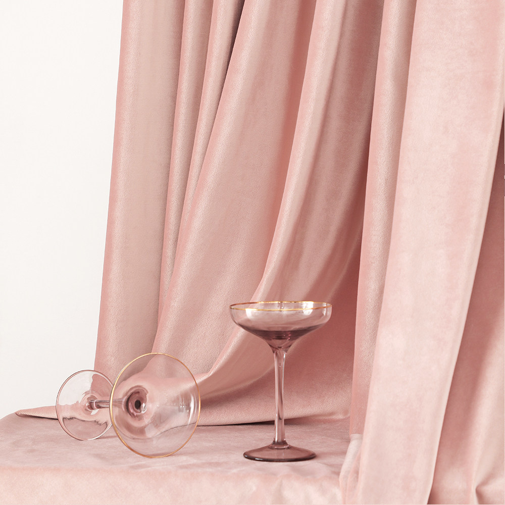 窗帘livinginc轻奢丝绒粉色肌理卧室少女客厅定制窗帘