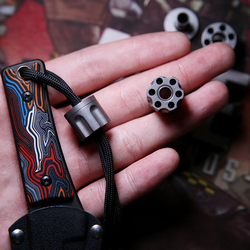 左轮刀坠钛合金edc吊坠项链坠子挂绳伞绳挂扣野营旅行小配件