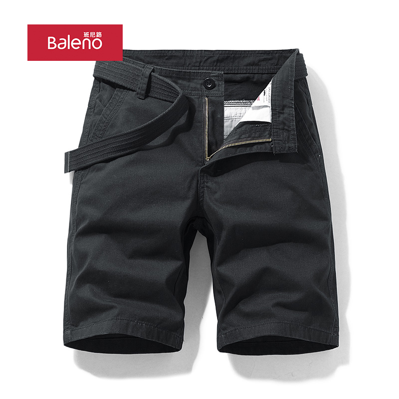 班尼路休闲短裤男士2022夏季潮流运动中裤纯棉沙滩5分工装五分裤