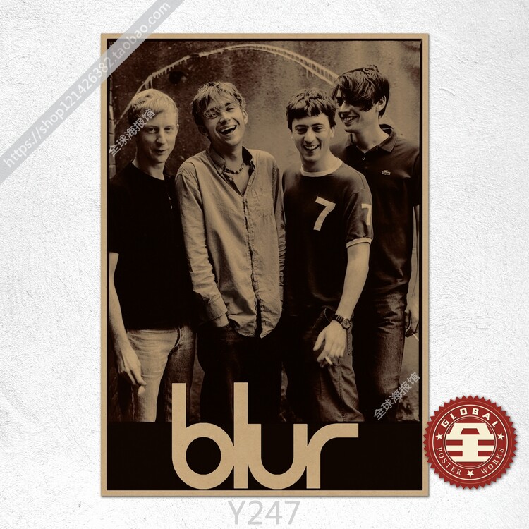 blur 污点乐队 摇滚音乐队 牛皮纸海报宿舍酒吧琴行ktv装饰画芯