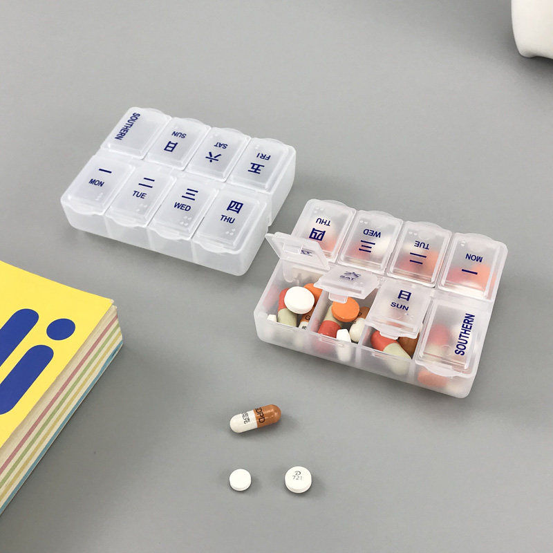 一周7天小药盒旅行随身迷你放药片药丸收纳盒薬盒便携式分装药盒 - 东