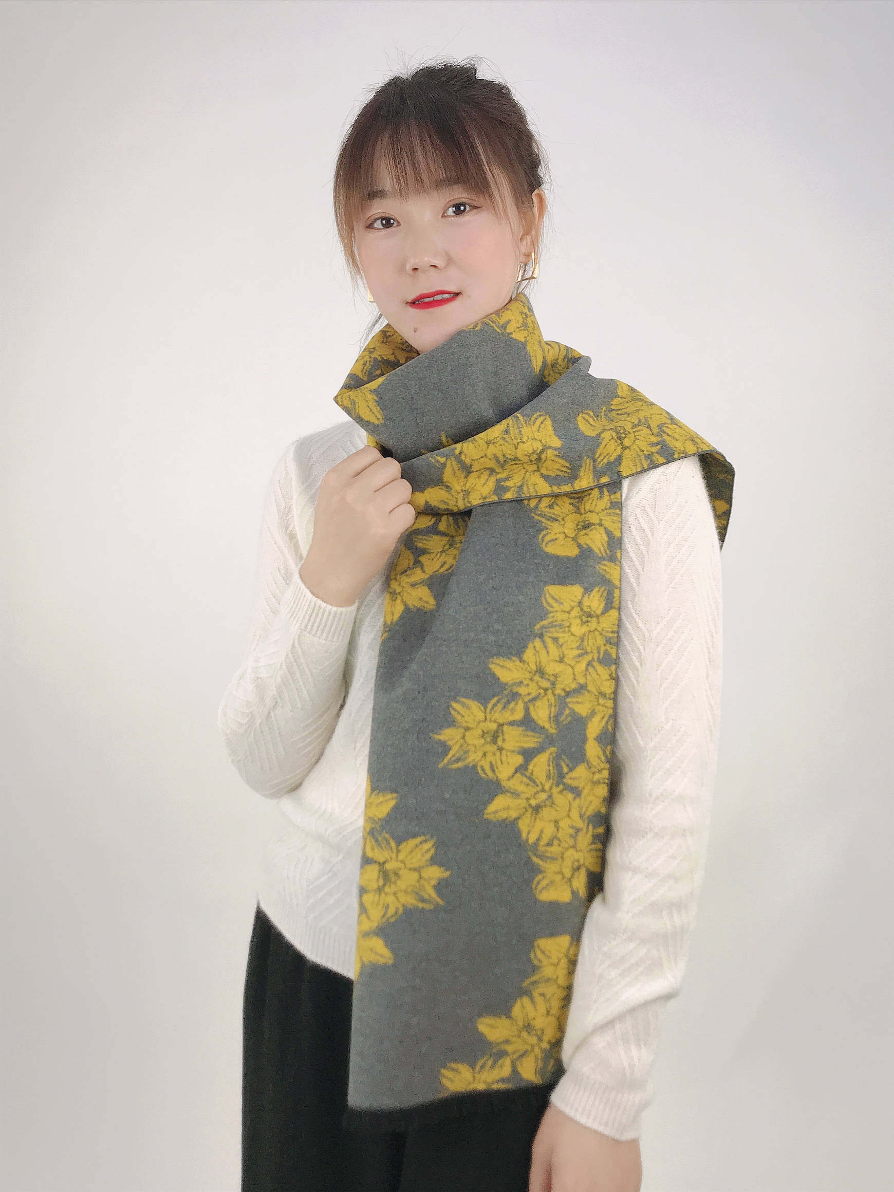 烟霞绸艺真丝长巾丝巾杭州桑蚕丝绸脖子百搭春秋围巾