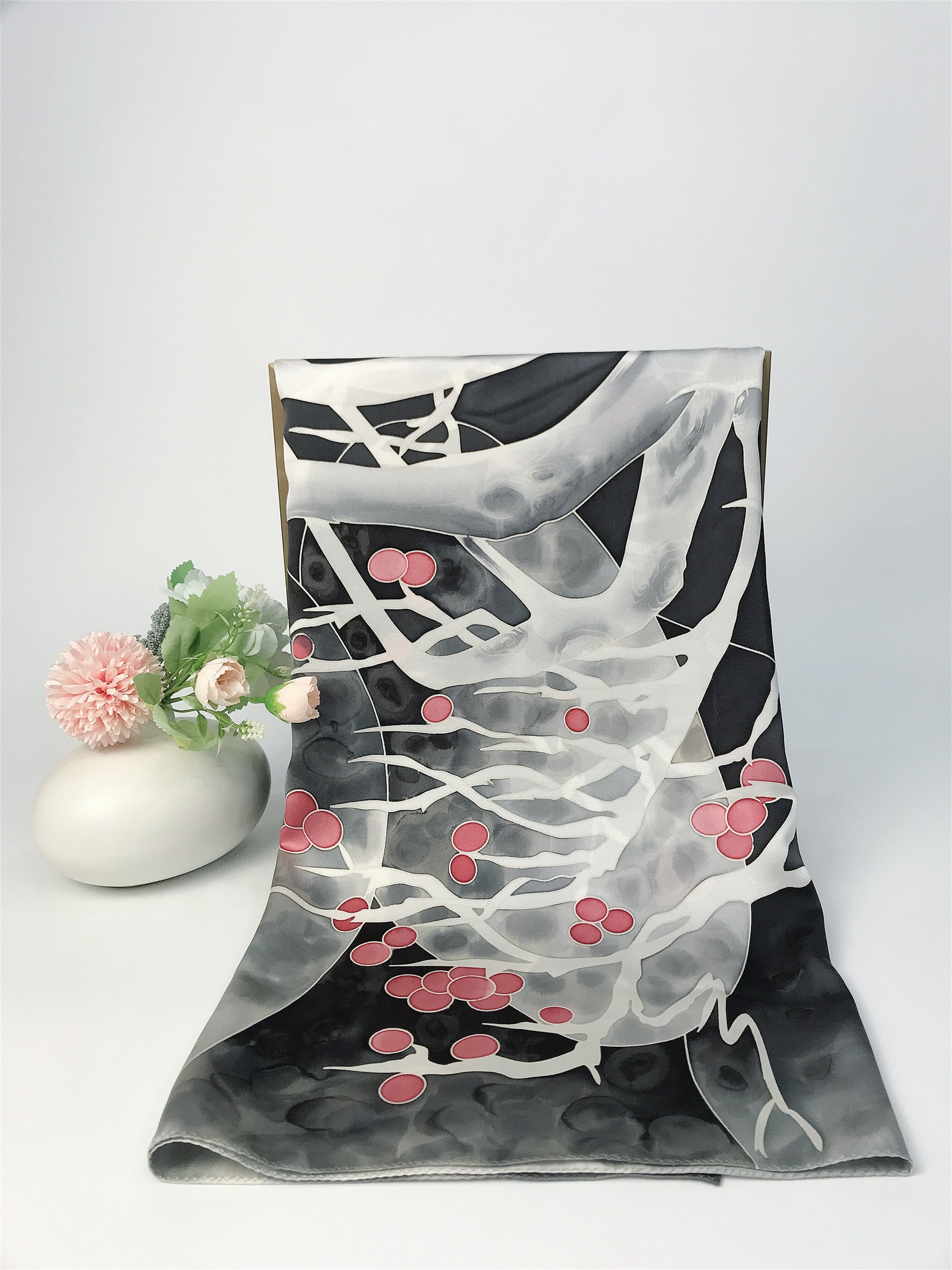 烟霞绸艺官网专柜同款真丝手绘大方方巾1952211078围巾