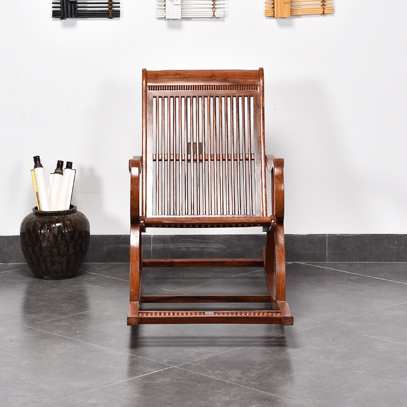 红木摇椅实木逍遥刺猬紫檀老人摇晃花梨休闲椅摇椅