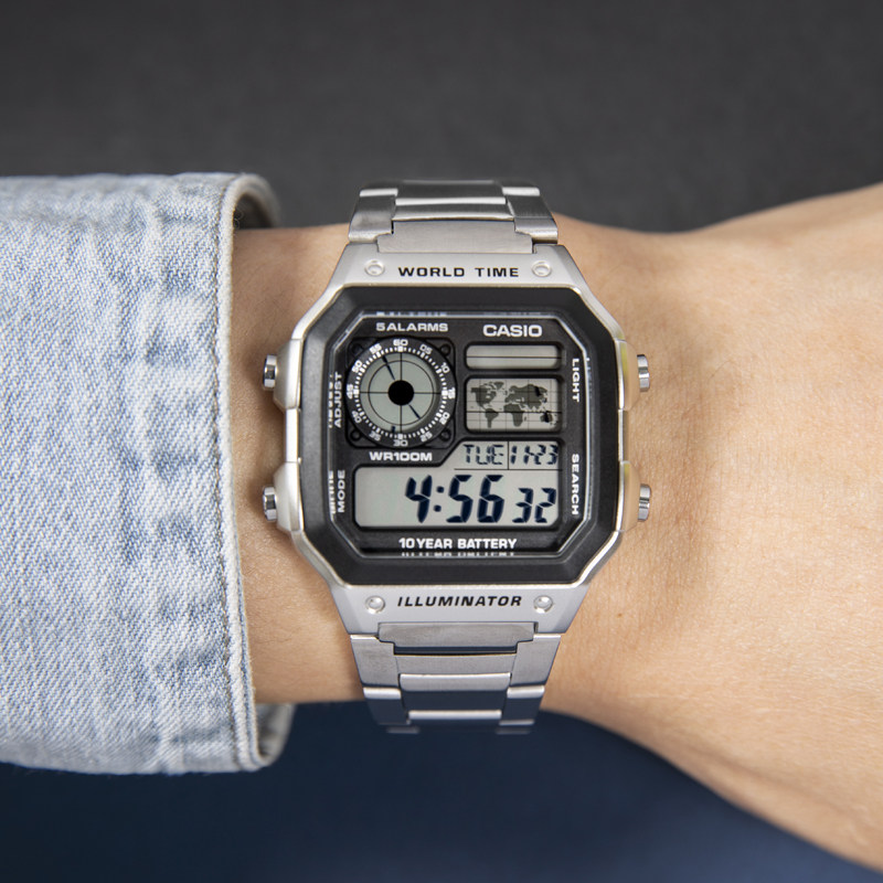 卡西欧手表男潮潮流多功能运动电子表复古小方方块日韩腕表