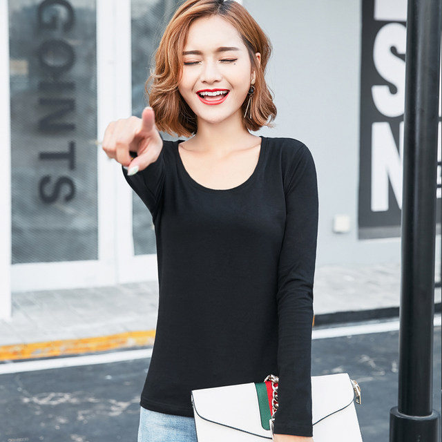Spring 2020 Korean version of the new solid color shirt blouses cotton long-sleeved t-shirt Slim female outer wear Qiuyi Spring 2020 Korean version of the new solid color shirt blouses cotton long-sleeved t-shirt Slim female outer wear Qiuyi