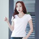 Summer 2020 new pure white V-neck short-sleeved T-shirt women's slim bottoming shirt tight half-sleeved t-shirt top clothes Summer 2020 new pure white V-neck short-sleeved T-shirt women's slim bottoming shirt tight half-sleeved t-shirt top clothes
