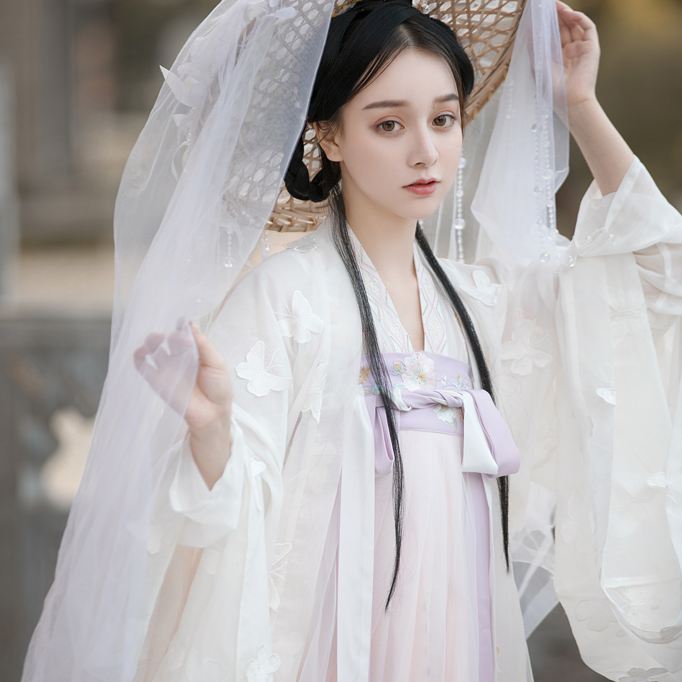 惊鸿芙蝶日常百搭白色仙气蝴蝶大袖衫汉上衣