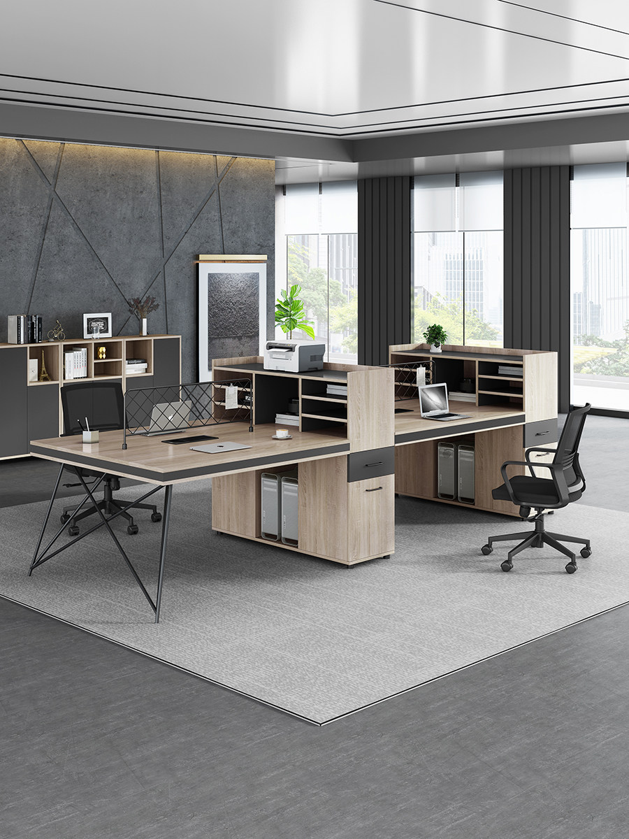 办公桌职员简约4人办公室家具员工桌子工位工业组合