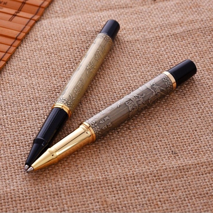 金属八骏图签字笔中性笔马到成功铁笔笔杆宝珠广告礼品宝珠