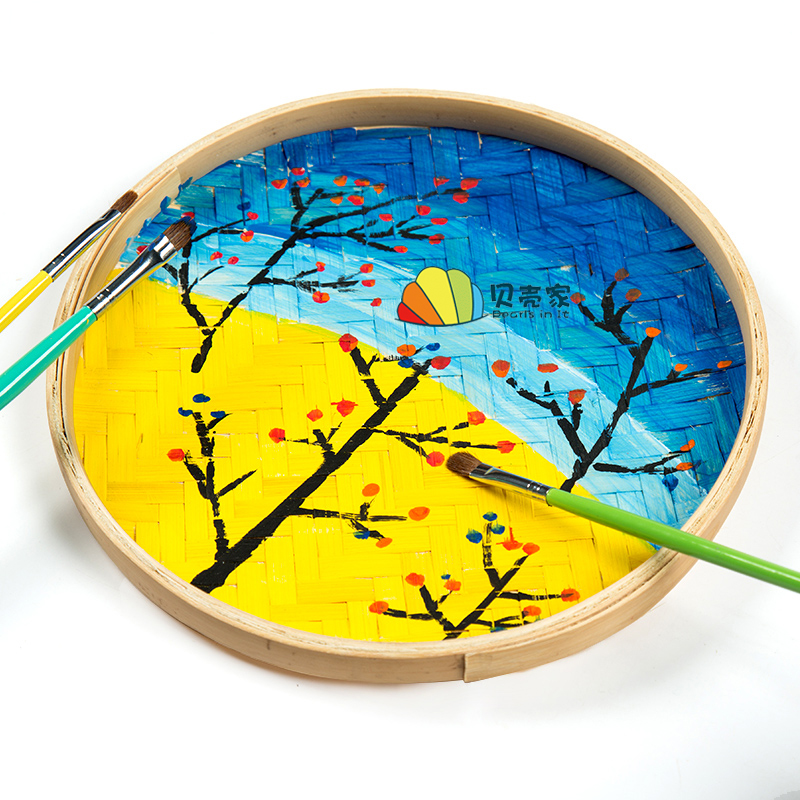 竹匾画diy幼儿园环境区走廊教室吊饰挂饰装饰绘画竹编