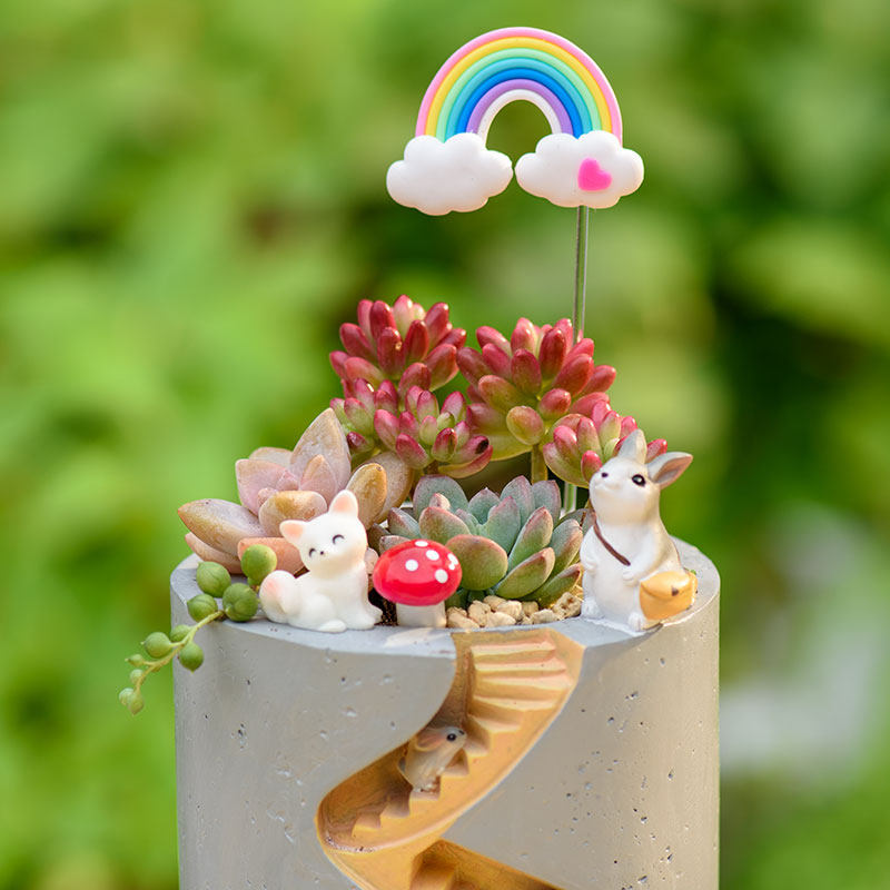 趣玩园艺创意可爱多肉小花盆高款小刺猬小兔子桌面花盆