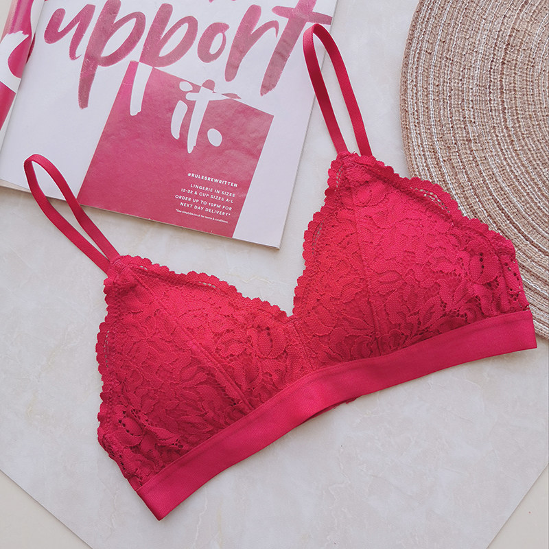 本命年红色性感蕾丝薄杯文胸少女新年超薄大码文胸