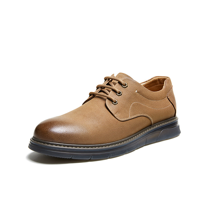 骆驼男鞋高档磨砂真皮鞋子纯皮正品牌子土黄高帮鞋