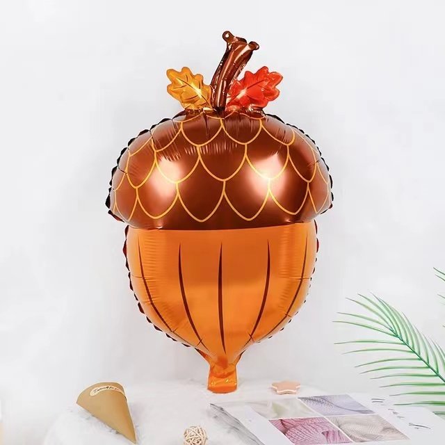 感恩节主题橙色枫叶南瓜松果气球橱窗幼儿园活动气球