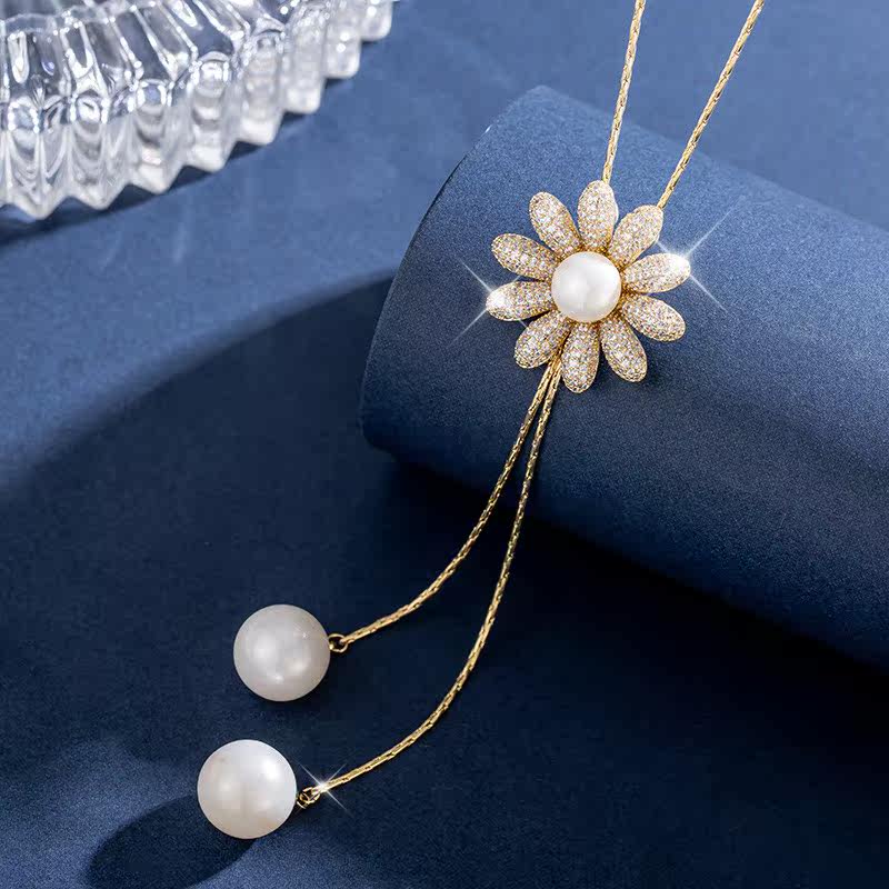 珍珠毛衣链长款2020年新款百搭简约高档气质毛衣链子项