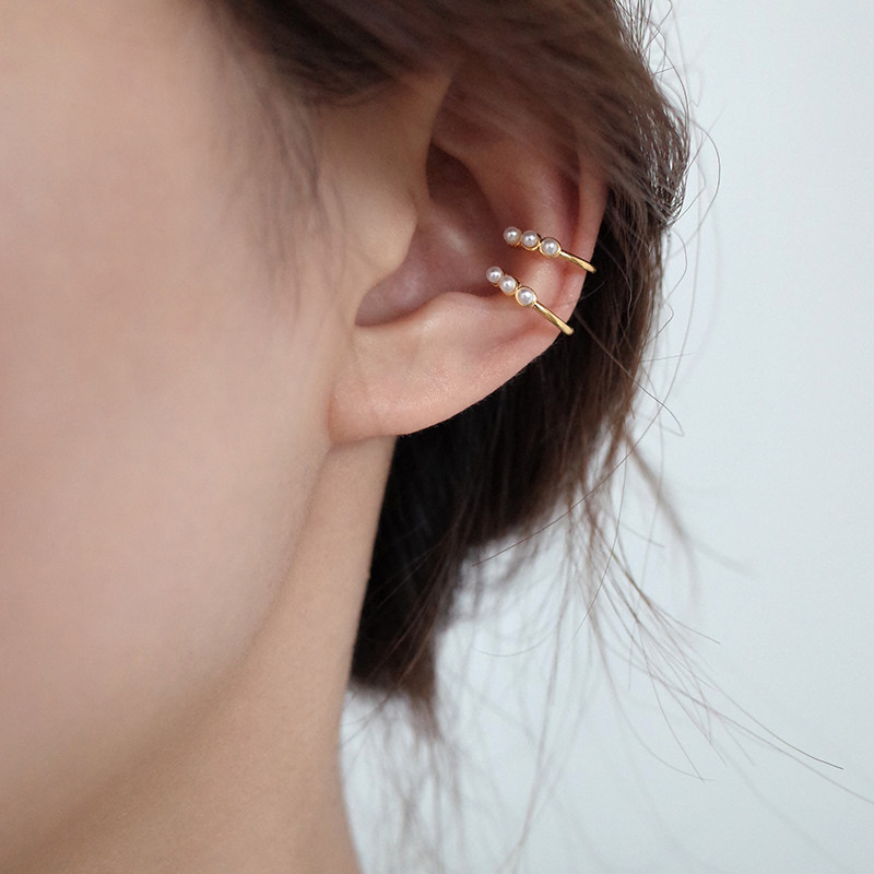 【迷度】精致三颗mini珍珠耳骨夹无耳洞可调节 冷淡风耳夹 超仙