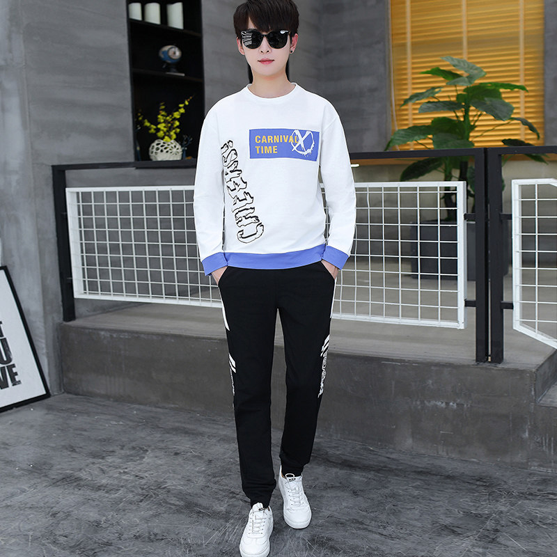 初中中学生长袖男孩12-13-14-15-16岁青少年长裤胖大运动套装休闲运动