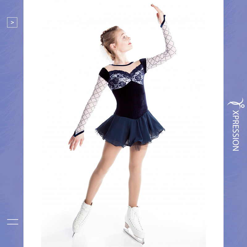加拿大进口儿童花样滑冰溜冰考级比赛表演裙子雪纺滑冰服