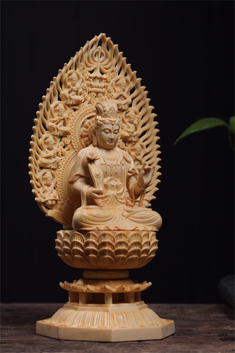 进口实木普贤守护生肖供奉居家工艺雕刻佛像木雕