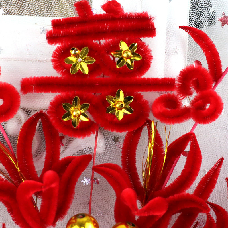 龙凤喜字花头新娘结婚红色喜花头戴老式喜婆婆发饰