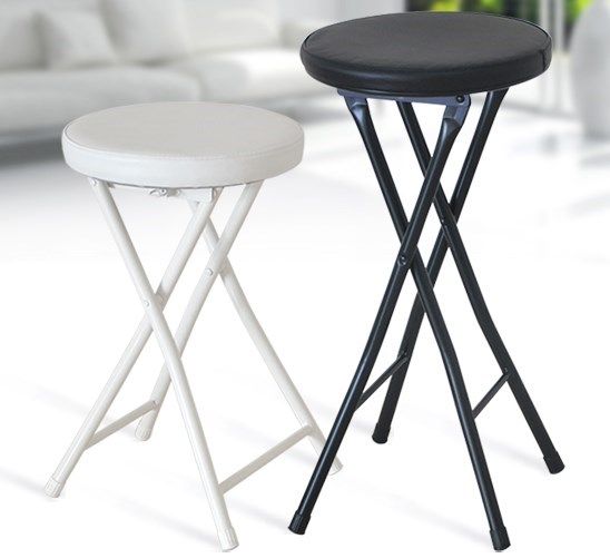 折叠凳子便携式圆凳简约家用餐桌椅吧台加高黑色折叠凳