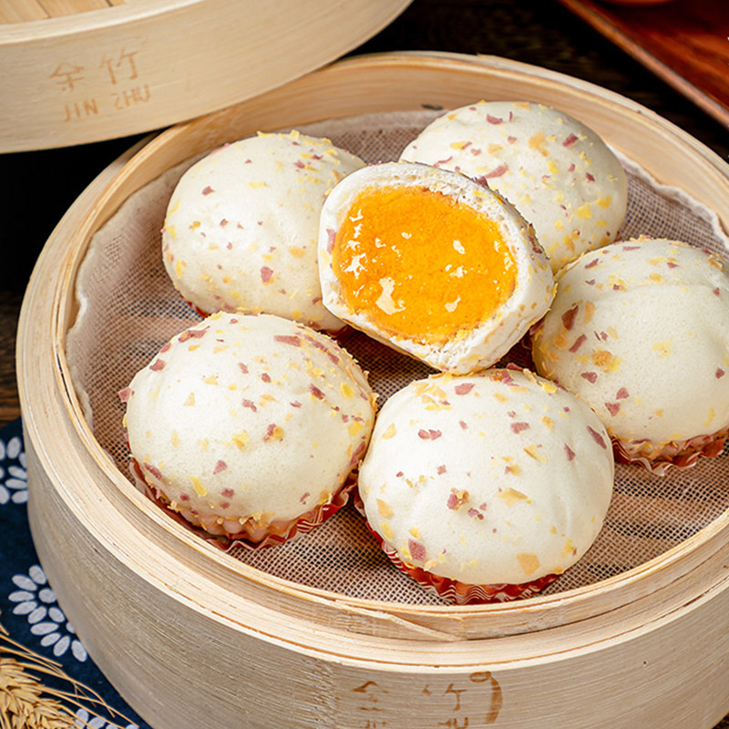 金麦流沙沙包安井广式咸蛋蛋黄爆浆流心包子传统中式糕点