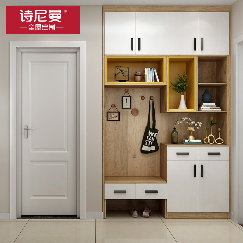 诗尼曼全屋定制进门入户整体鞋柜玄关到顶定制门厅定制走入式衣柜