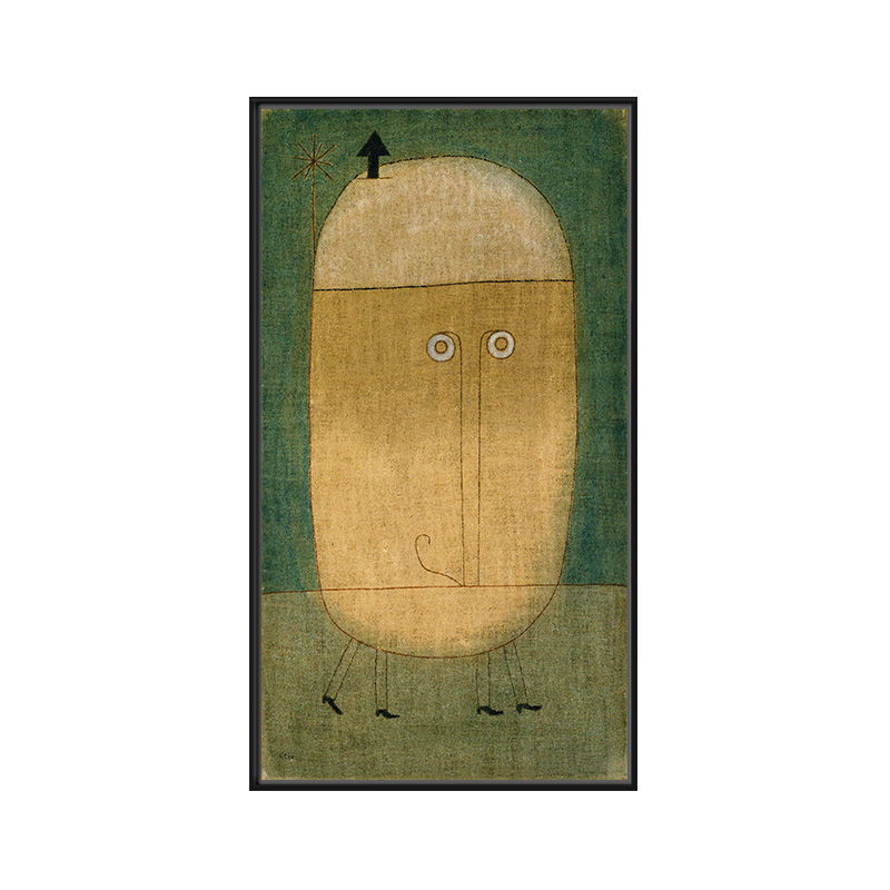 现代抽象艺术玄关竖版油画北欧走廊装饰画挂画保罗克利行走的土豆