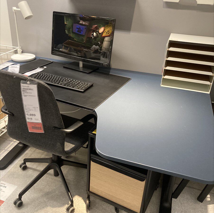 宜家国内代购ikea贝肯特转角书桌办公桌电脑桌可调节桌腿10年质保