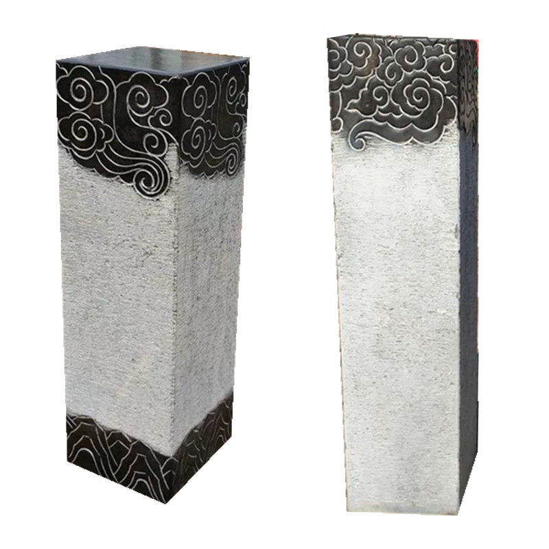 石雕祥云柱拴马桩装饰石头青石仿古柱子玄关云柱做旧中式风水摆件