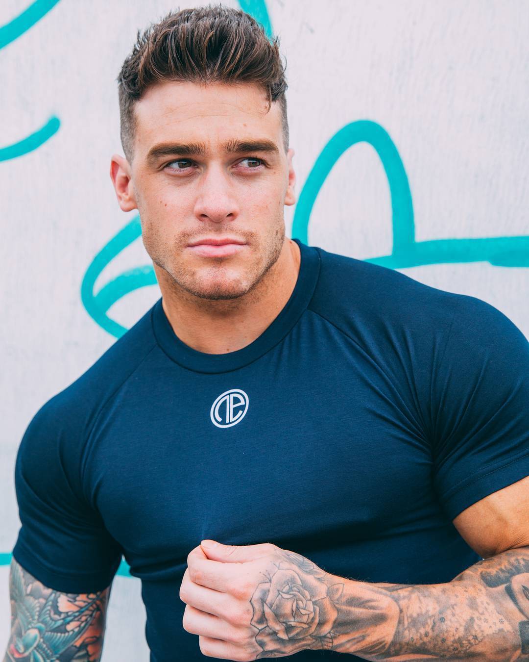 显肌肉店长健身t恤新款短袖薄款速干训练紧身衣型男跑步运动休闲