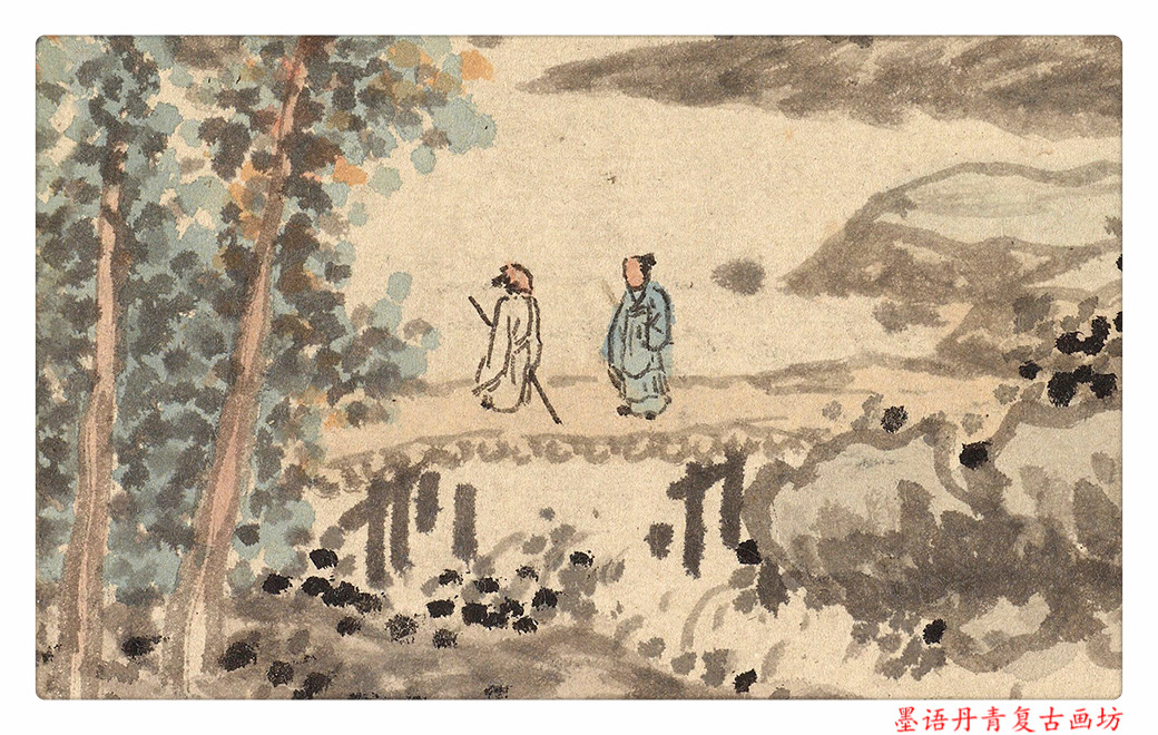 沈周古代名画写意水墨山水人物画高清复制蜀山秦树图1明