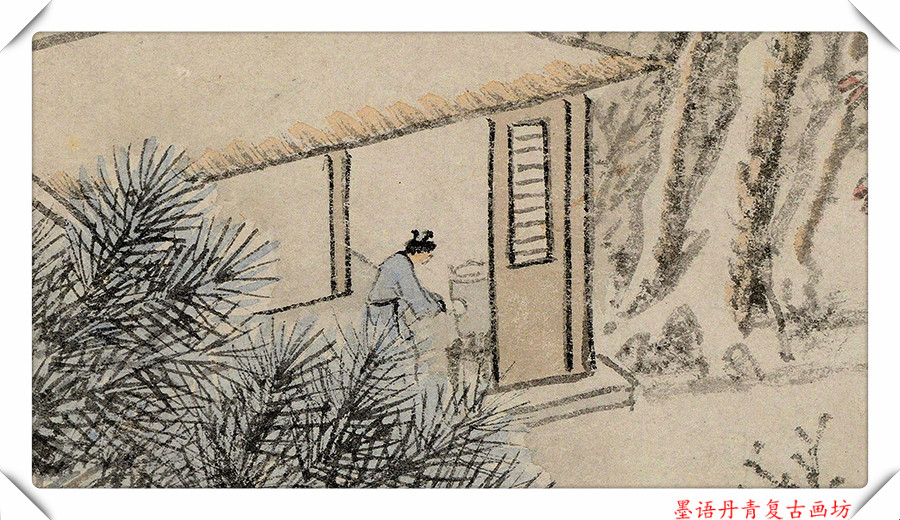 明孙枝踏雪访友图踏雪访友古画宣纸微喷国画复制装饰画国画