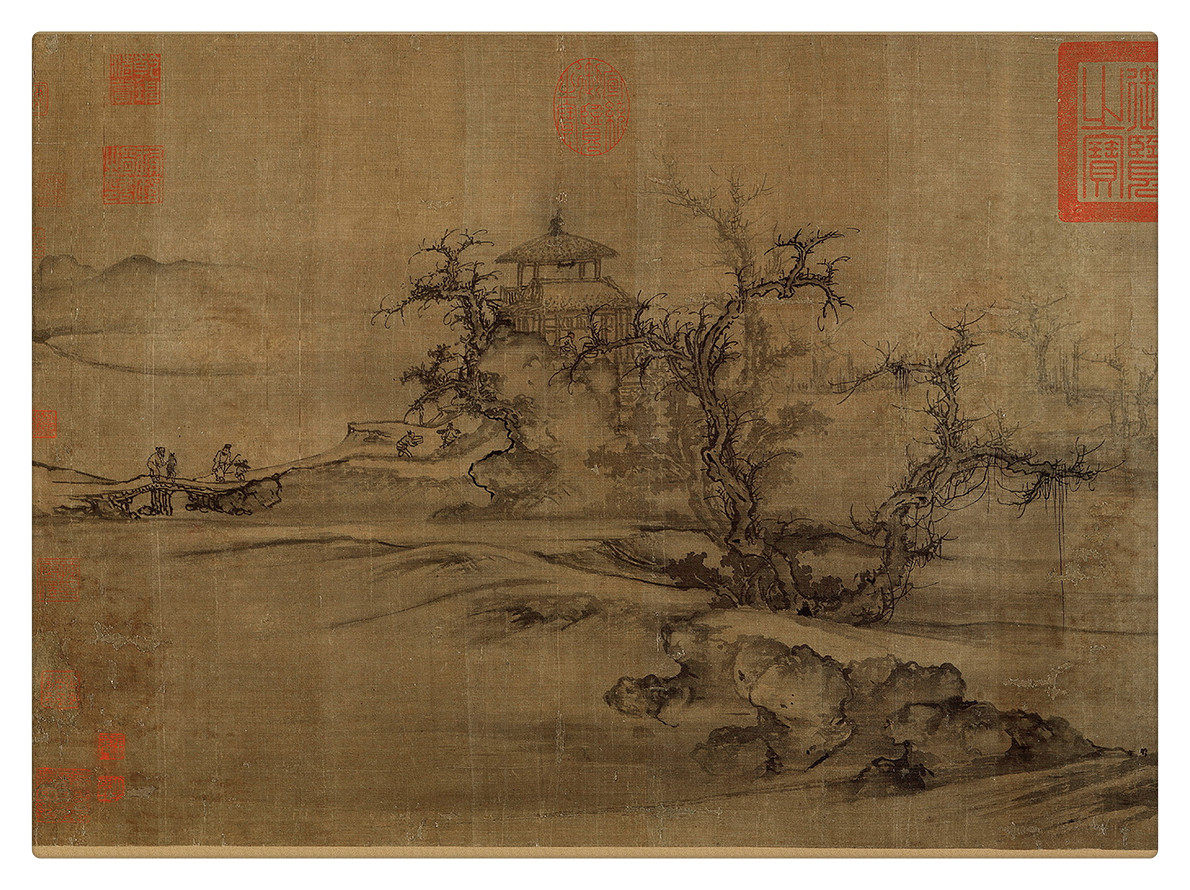 1:1北宋郭熙《树色平远图》古代名画山水画长卷高清宣纸微喷复制