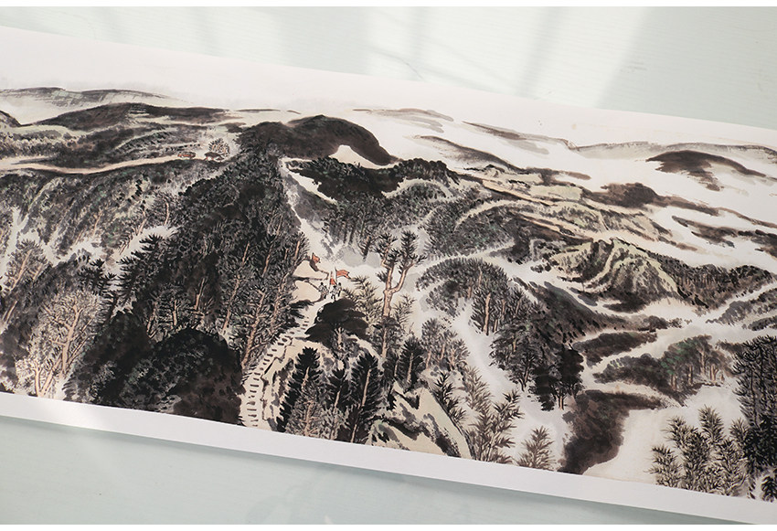 陆俨少井冈山手卷国画山水画长卷真迹高清宣纸复制国画