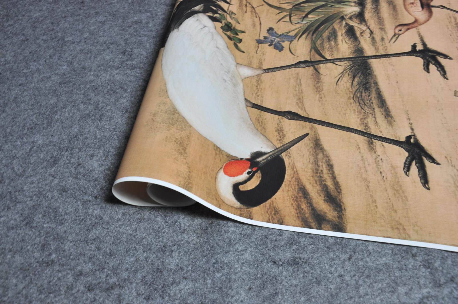 艺术临摹学习挂画绢丝高清微喷世宁双鹤花阴国画