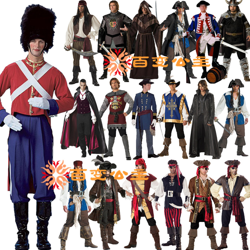 成人cosplay男装表演中世纪骑士国王士兵军官万圣节服饰