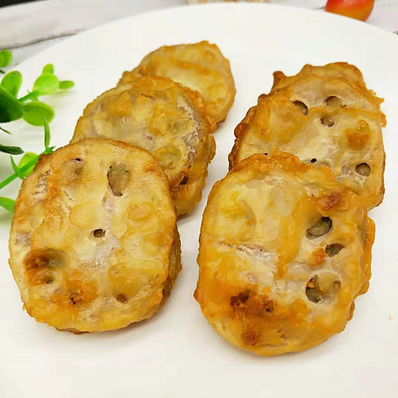 藕盒莲藕夹肉馅黄金藕盒子 脆炸藕合油炸小吃冷冻半成品粥店特色