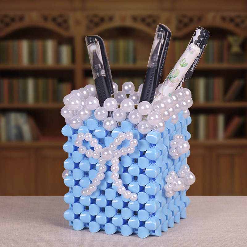 diy手工串珠笔筒材料包编织散珠亚克力珠子摆件饰品海绵宝宝制作