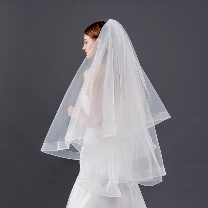 白色婚纱纱头新娘头纱头饰超仙森系网红拍照头纱