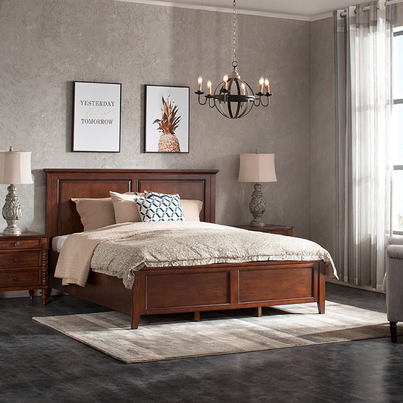 优梵艺术 莱茵/美式实木床主卧双人1.8m1.5米小户型简约高箱床