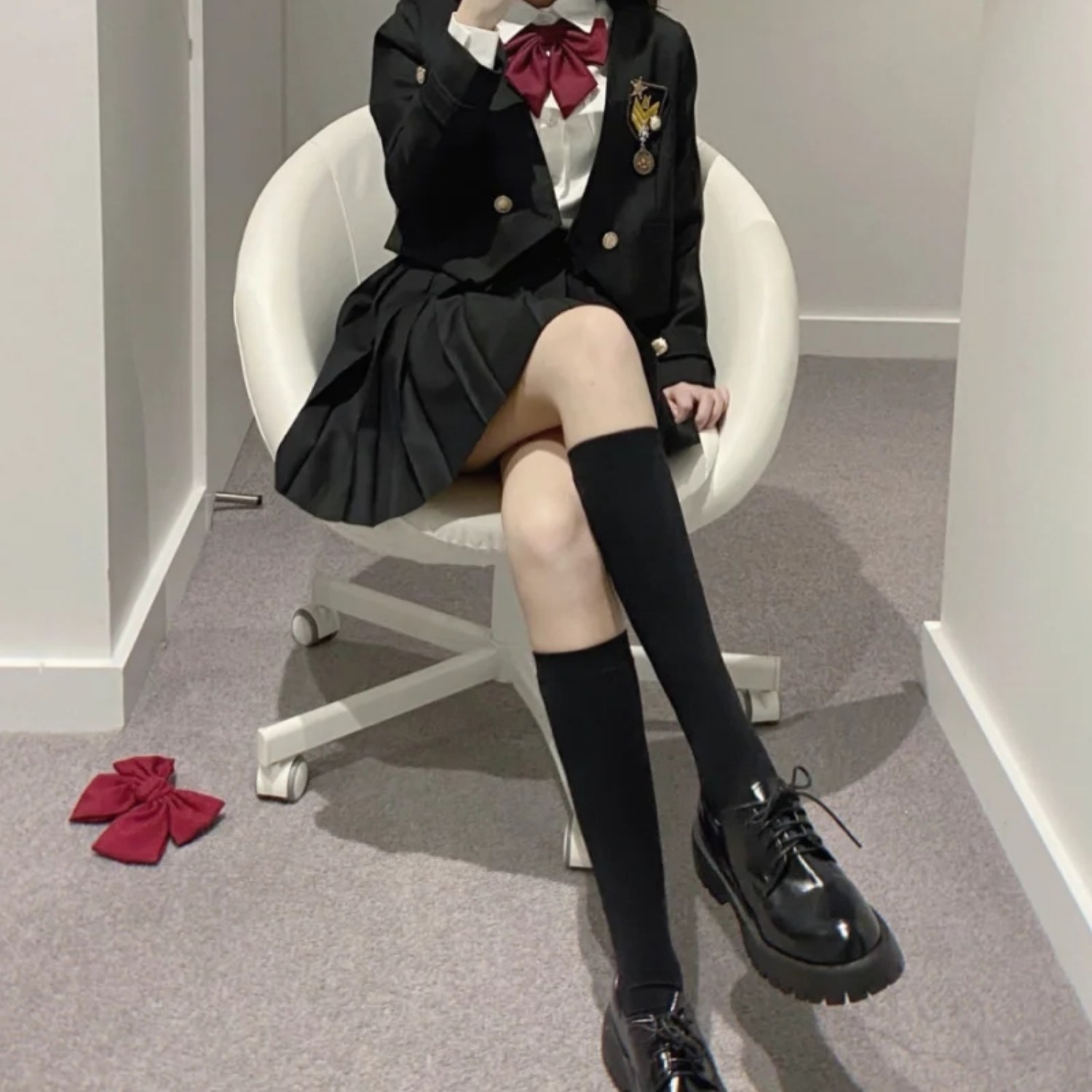 ay中筒学姐显瘦压力风压学院袜校to小腿中筒袜