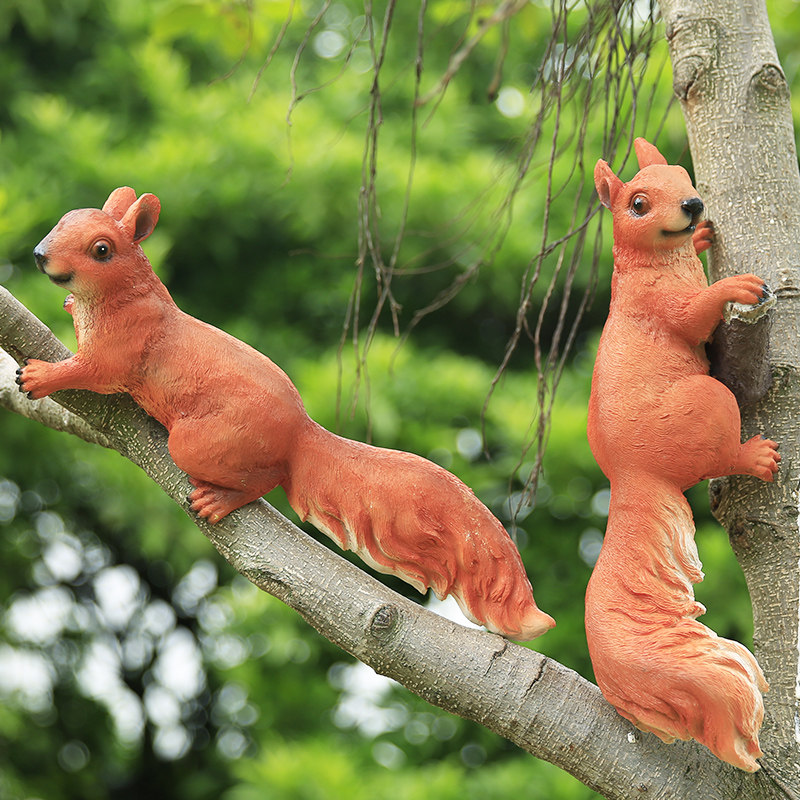 仿真松鼠摆件可爱爱小动物花园庭院园林树上摆件