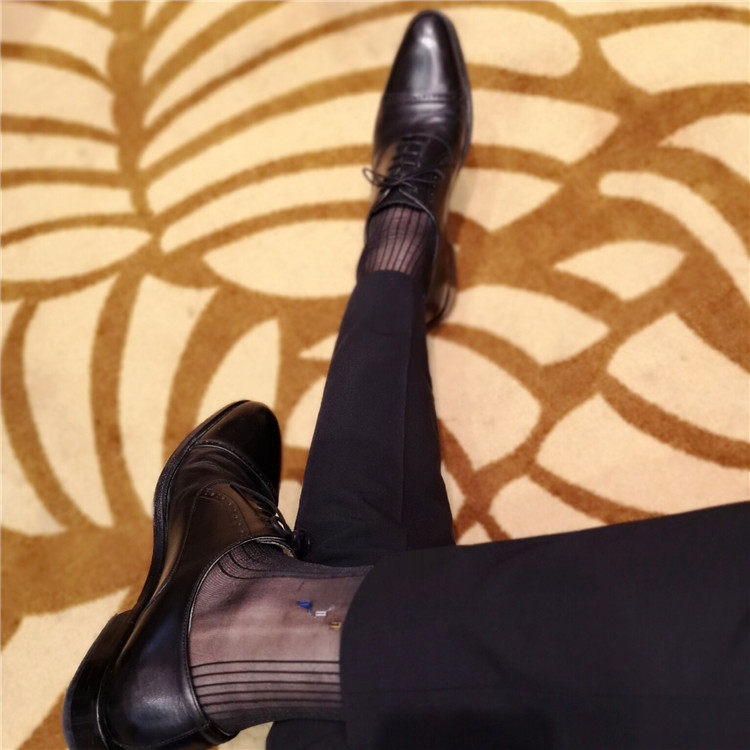 丝袜男士凹凸绅士商务锦纶打底性感丝滑超薄中筒袜