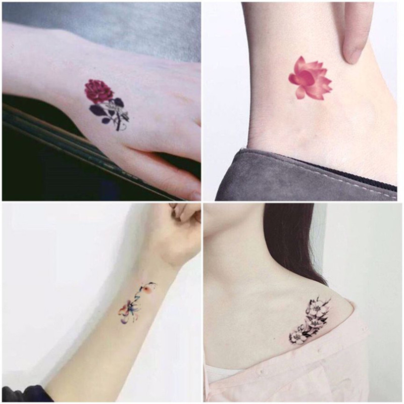 网红同款韩国防水仿真纹身贴女持久洗不掉的脚踝锁骨手臂遮疤痕贴