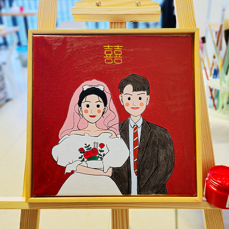 结婚礼物送新人照片定制diy手绘画送闺蜜新婚夫妇的手工高级礼品