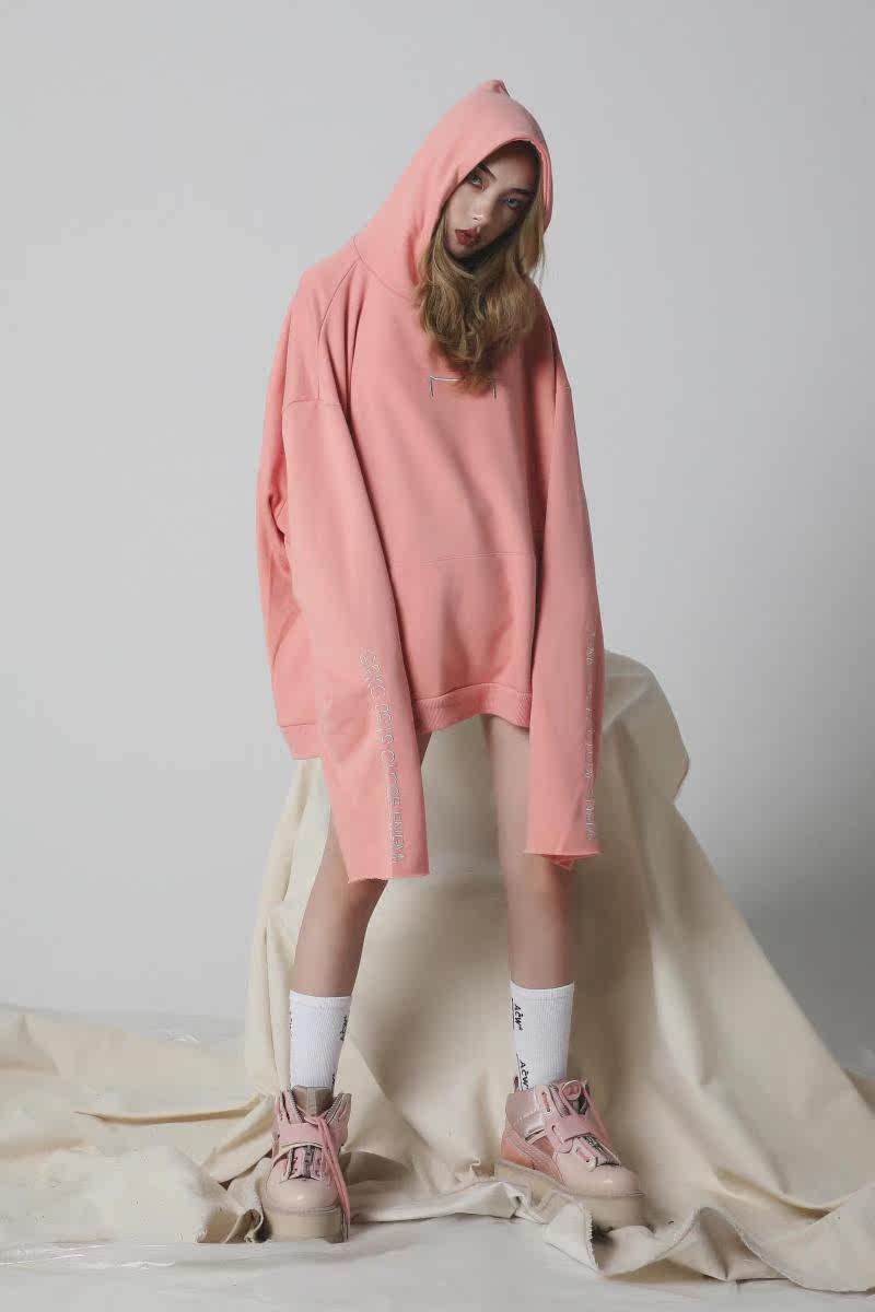 lisa国潮 grkc 四色飘带卫衣情侣刺绣连帽衫男宽松外套潮牌bf长袖