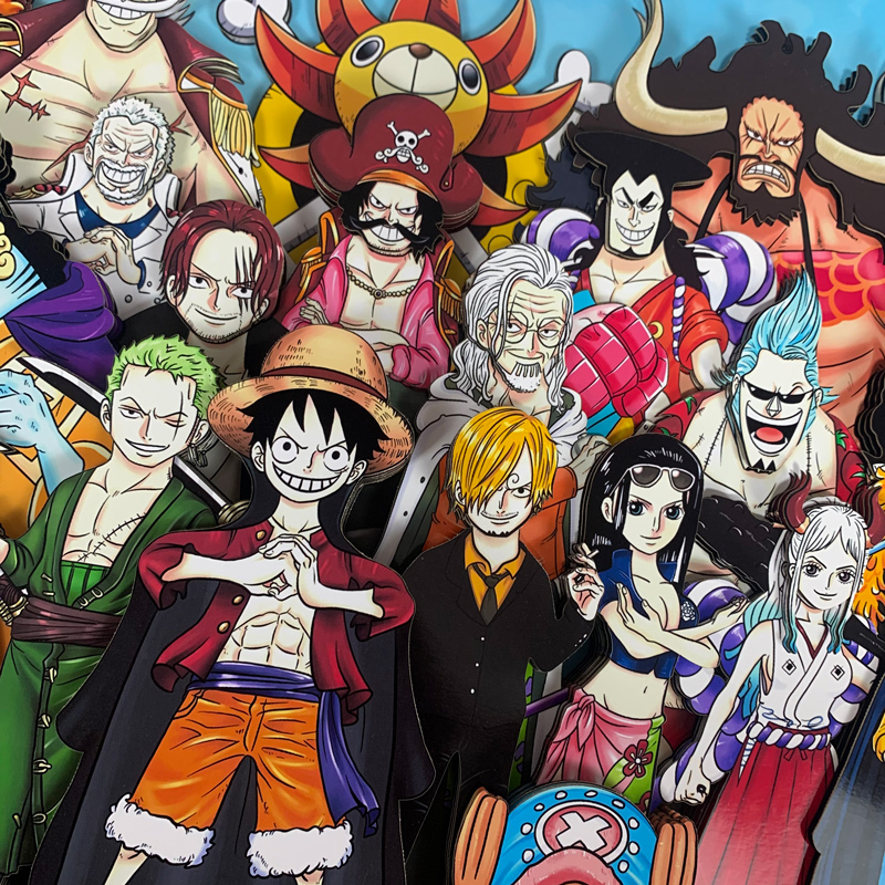 海贼王路飞索隆山全员全家福立体画手办背景裁切装饰画油画